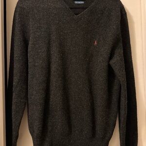 POLO BY RALPH LAUREN Vintage 100% Lamb’s Wool  V-neck Sweater Black Size XL